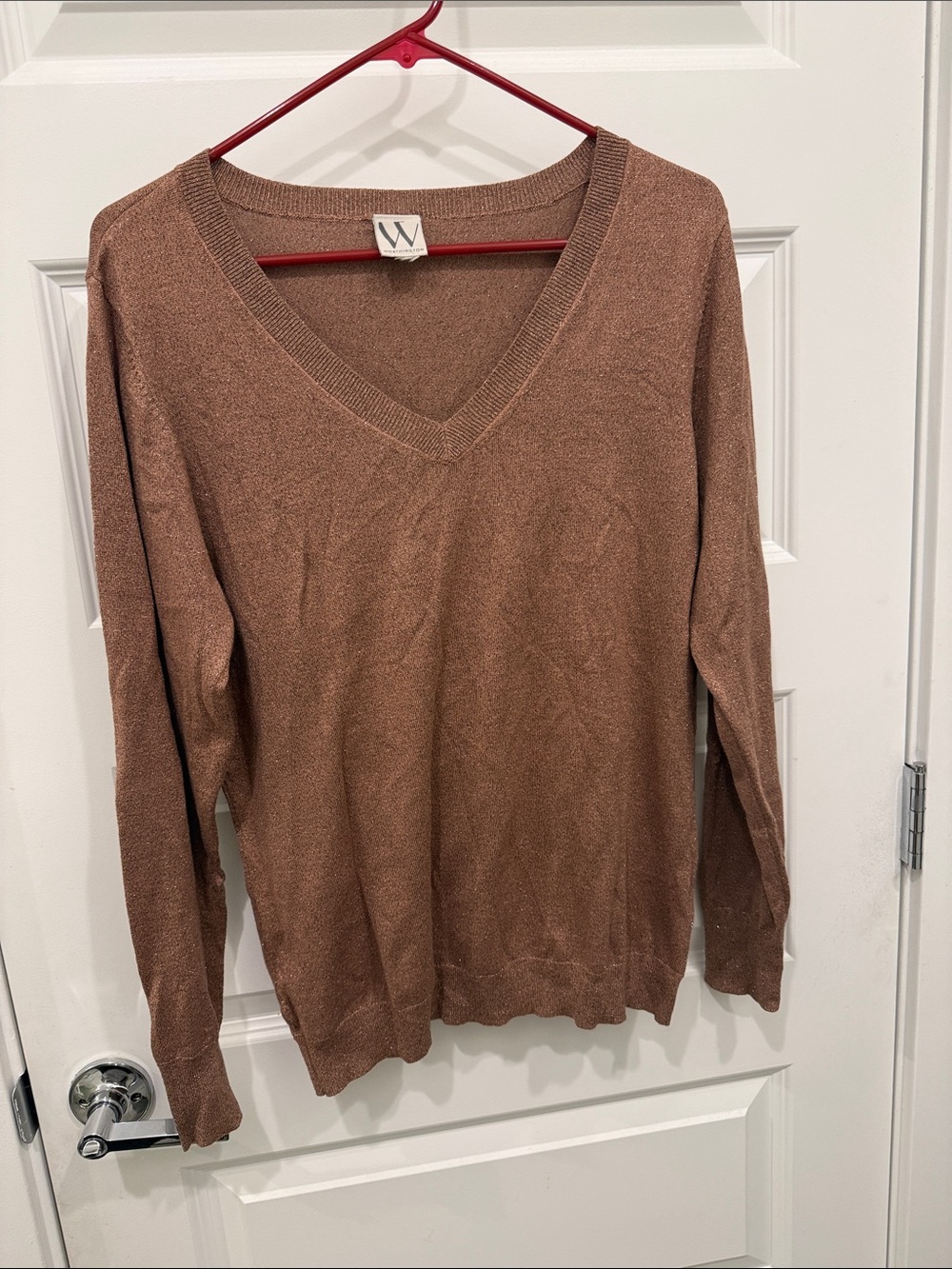 Worthington V-Neck Sweater in Chestnut
